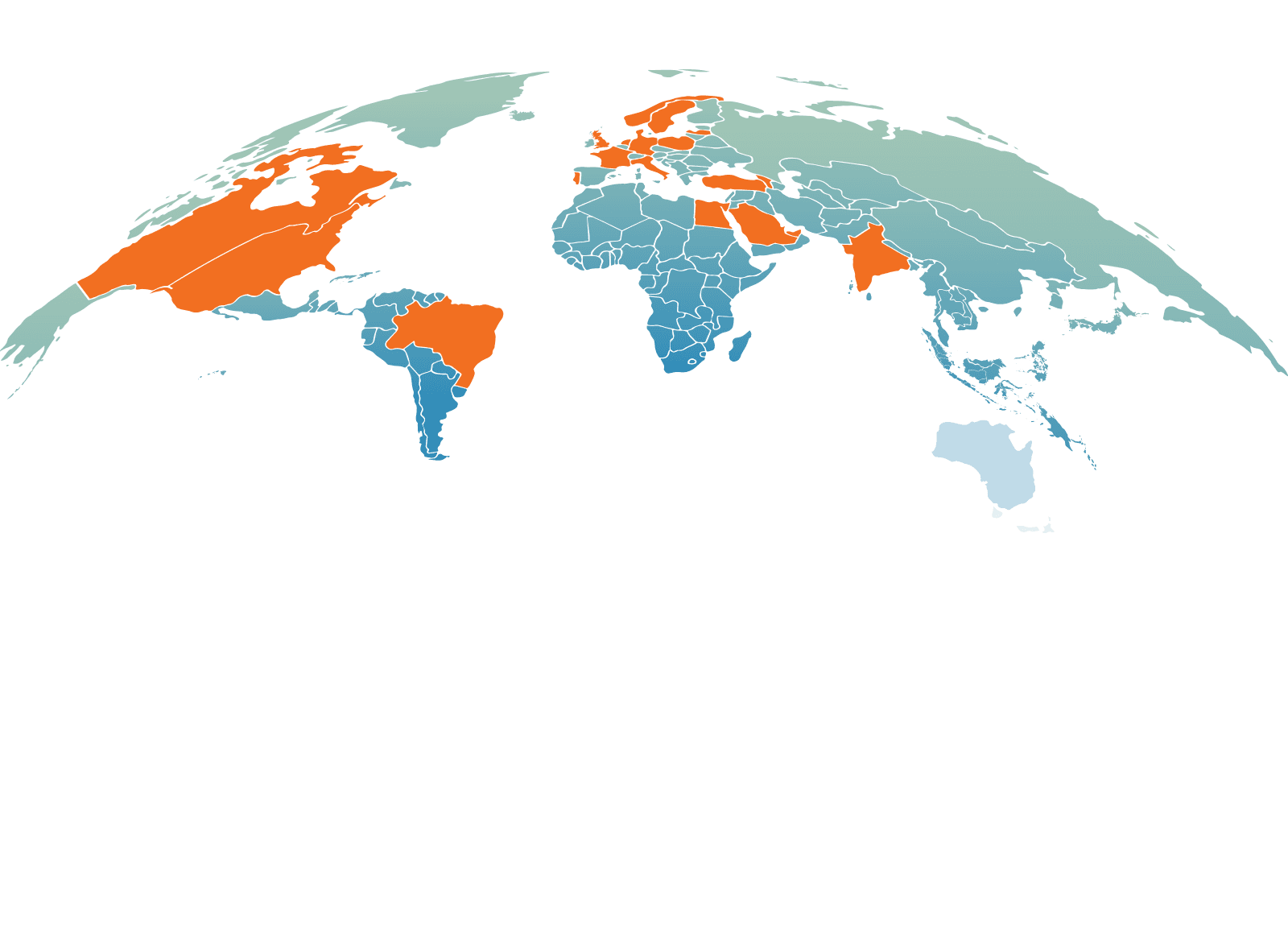 Our active recruitment markets across the Americas, Europe, MENA and Asia